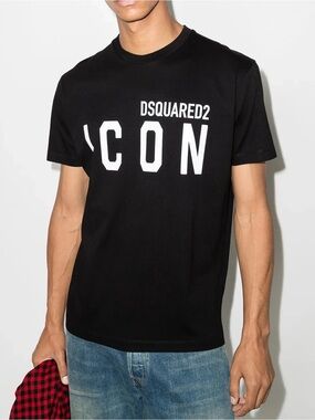 DSQUARED2 Black T-Shirt with White ICON Print